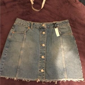 NWT Topshop Moto Blue Jean Skirt, 14